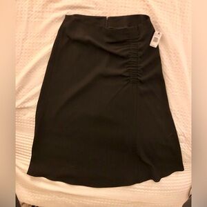 DKNY Black Ruched Pleated Midi Skirt, Size 10, NWT